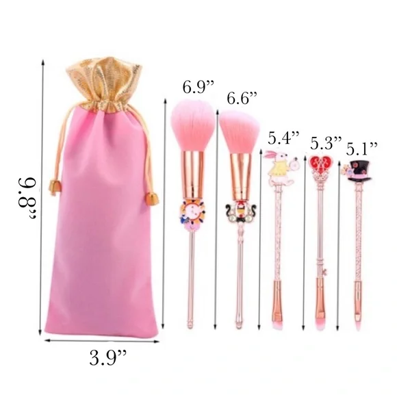 Alice in Wonderland Rose Gold 5 Piece Makeup Brush Set - Picture 16 of 16